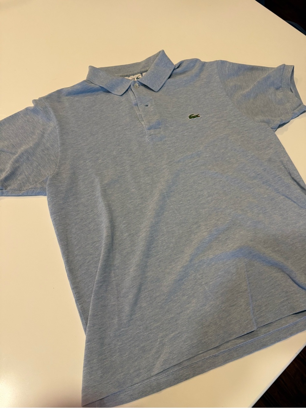 Lacoste Men's Heather Light Blue Polo with Green Crocodile